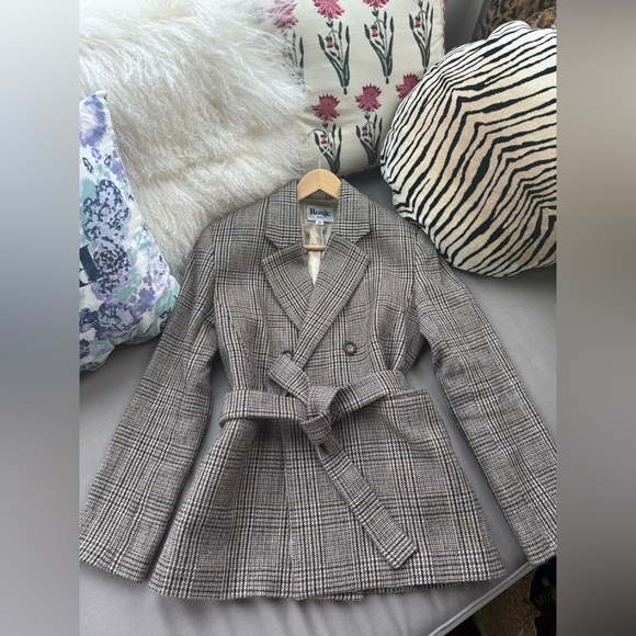 Rouje Brown Plaid Belted Blazer 34 Albert - Picture 2 of 6